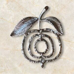 Sarah Coventry Apple Brooch Silver Tone, Vintage